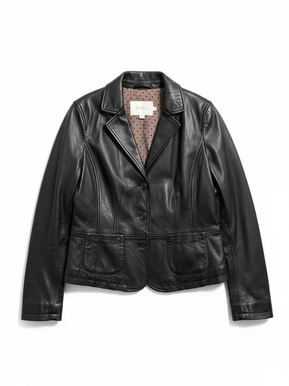 Boden Butter-Soft Leather Blazer Jacket Black Size 10 EUC